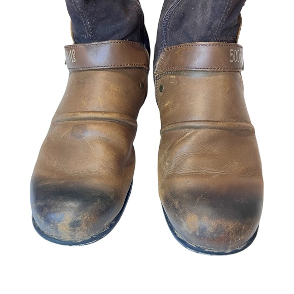 OTTO ZONE Cowboy/Motorcycle Boots, Brown Leather, Side Zippers, Buckles, Sz 11.5 - Picture 3 of 11